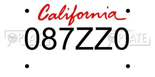 087ZZ0 California License Plate