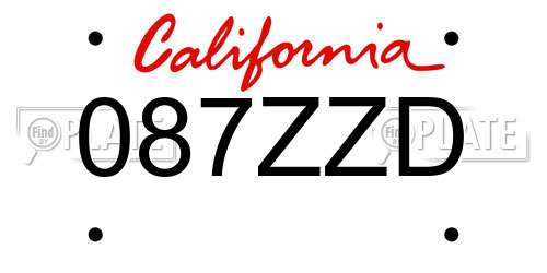 087ZZD California License Plate