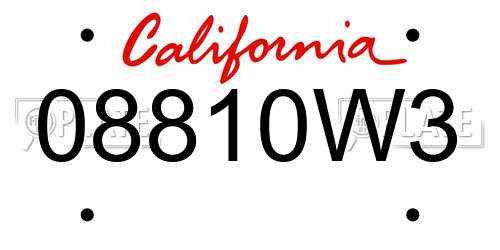 08810W3 California License Plate