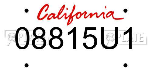 08815U1 California License Plate