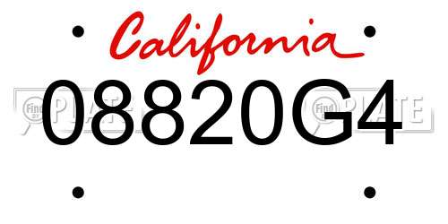 08820G4 California License Plate