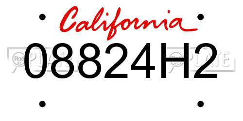 08824H2 California License Plate