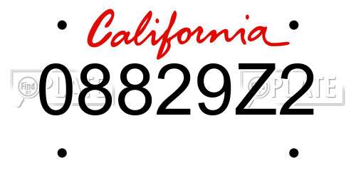 08829Z2 California License Plate