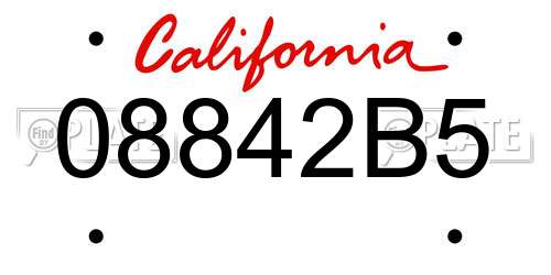08842B5 California License Plate