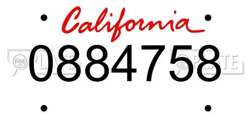 0884758 California License Plate