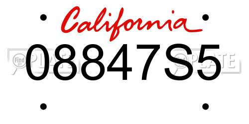 08847S5 California License Plate