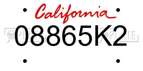 08865K2 California License Plate