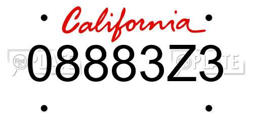 08883Z3 California License Plate
