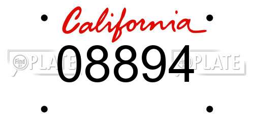 08894 California License Plate