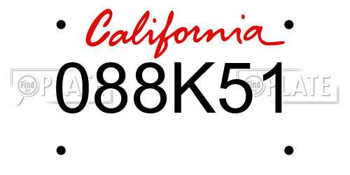 088K51 California License Plate