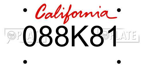 088K81 California License Plate
