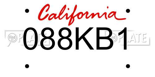 088KB1 California License Plate