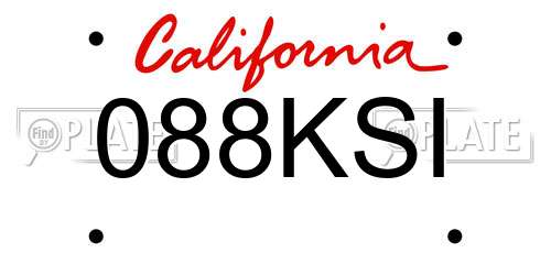 088KSI California License Plate