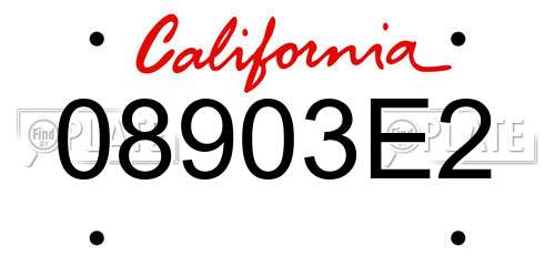 08903E2 California License Plate