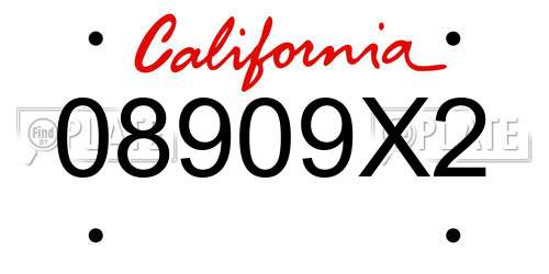 08909X2 California License Plate
