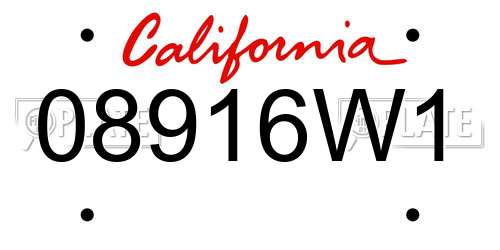 08916W1 California License Plate
