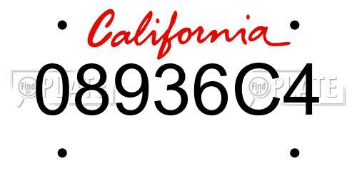 08936C4 California License Plate
