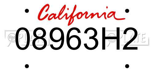 08963H2 California License Plate