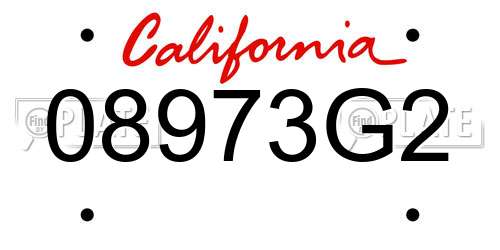 08973G2 California License Plate