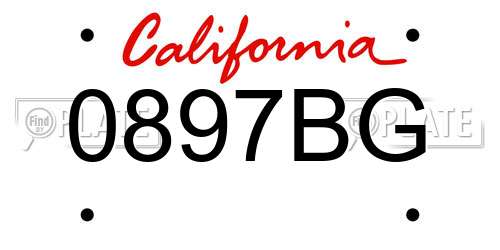 0897BG California License Plate