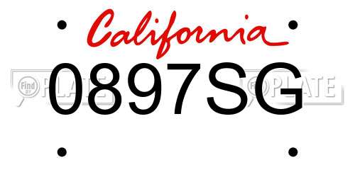 0897SG California License Plate