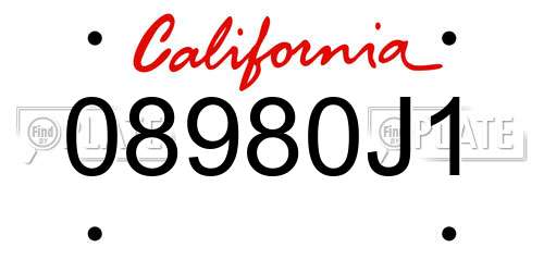 08980J1 California License Plate