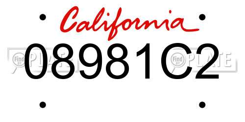 08981C2 California License Plate