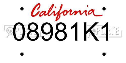 08981K1 California License Plate