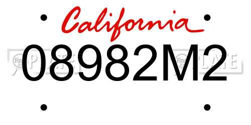 08982M2 California License Plate