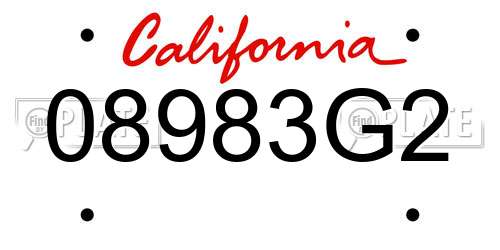 08983G2 California License Plate