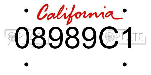 08989C1 California License Plate