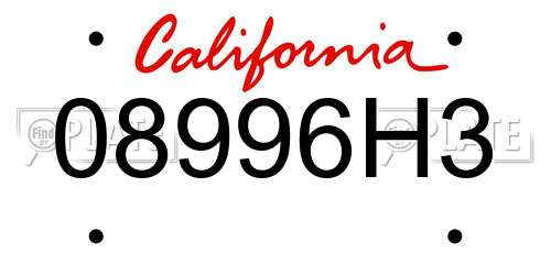 08996H3 California License Plate