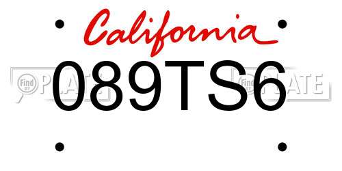 089TS6 California License Plate