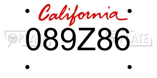 089Z86 California License Plate