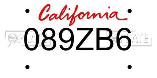 089ZB6 California License Plate