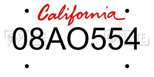 08AO554 California License Plate