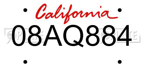 08AQ884 California License Plate