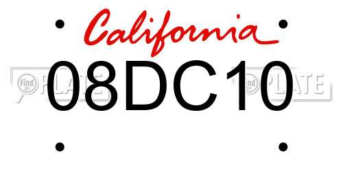 08DC10 California License Plate
