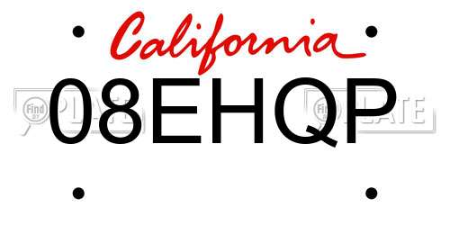08EHQP California License Plate