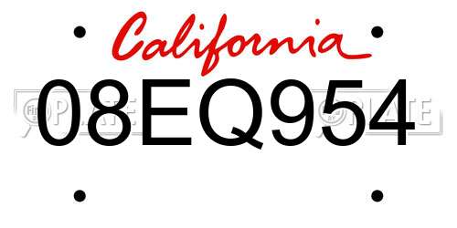 08EQ954 California License Plate