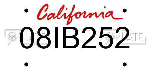 08IB252 California License Plate