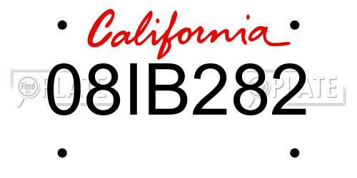 08IB282 California License Plate