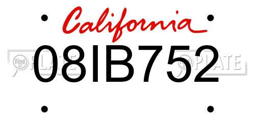 08IB752 California License Plate
