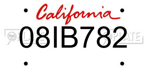 08IB782 California License Plate