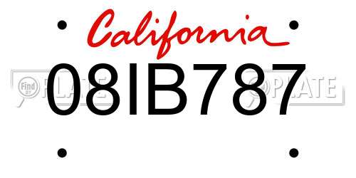 08IB787 California License Plate