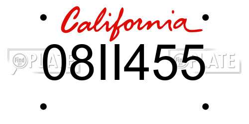08II455 California License Plate