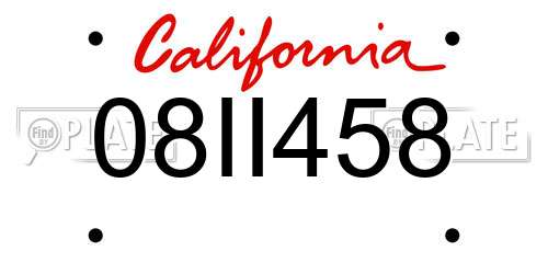 08II458 California License Plate