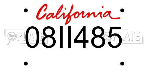 08II485 California License Plate