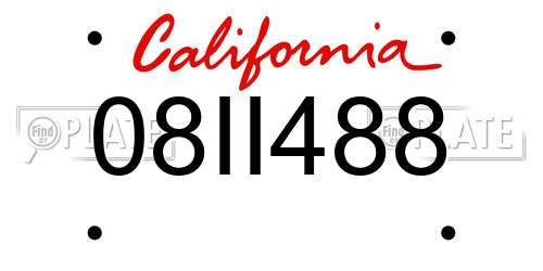 08II488 California License Plate
