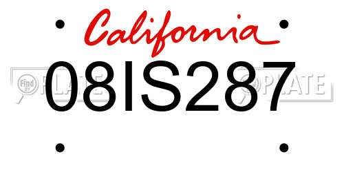 08IS287 California License Plate